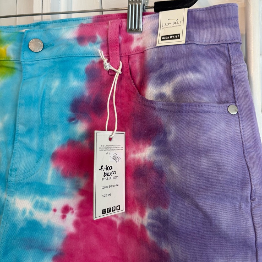 Judy Blue High‎ Waist Tie Dye Denim Shorts Size 3X - Picture 4 of 10
